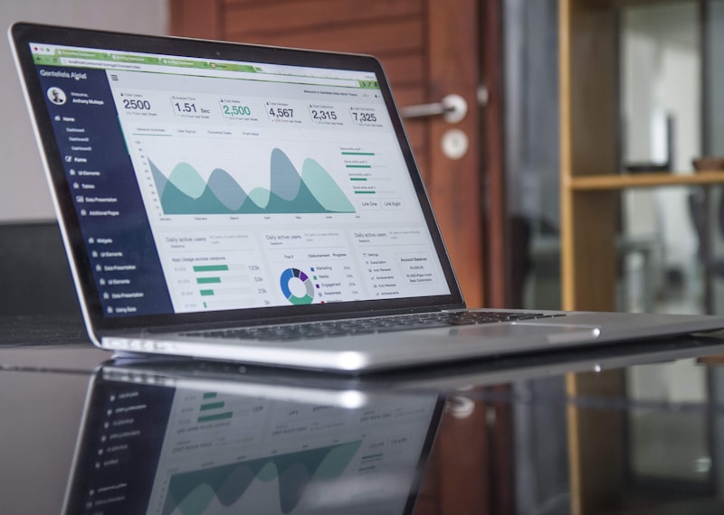 Contractor reviewing SEO website analytics